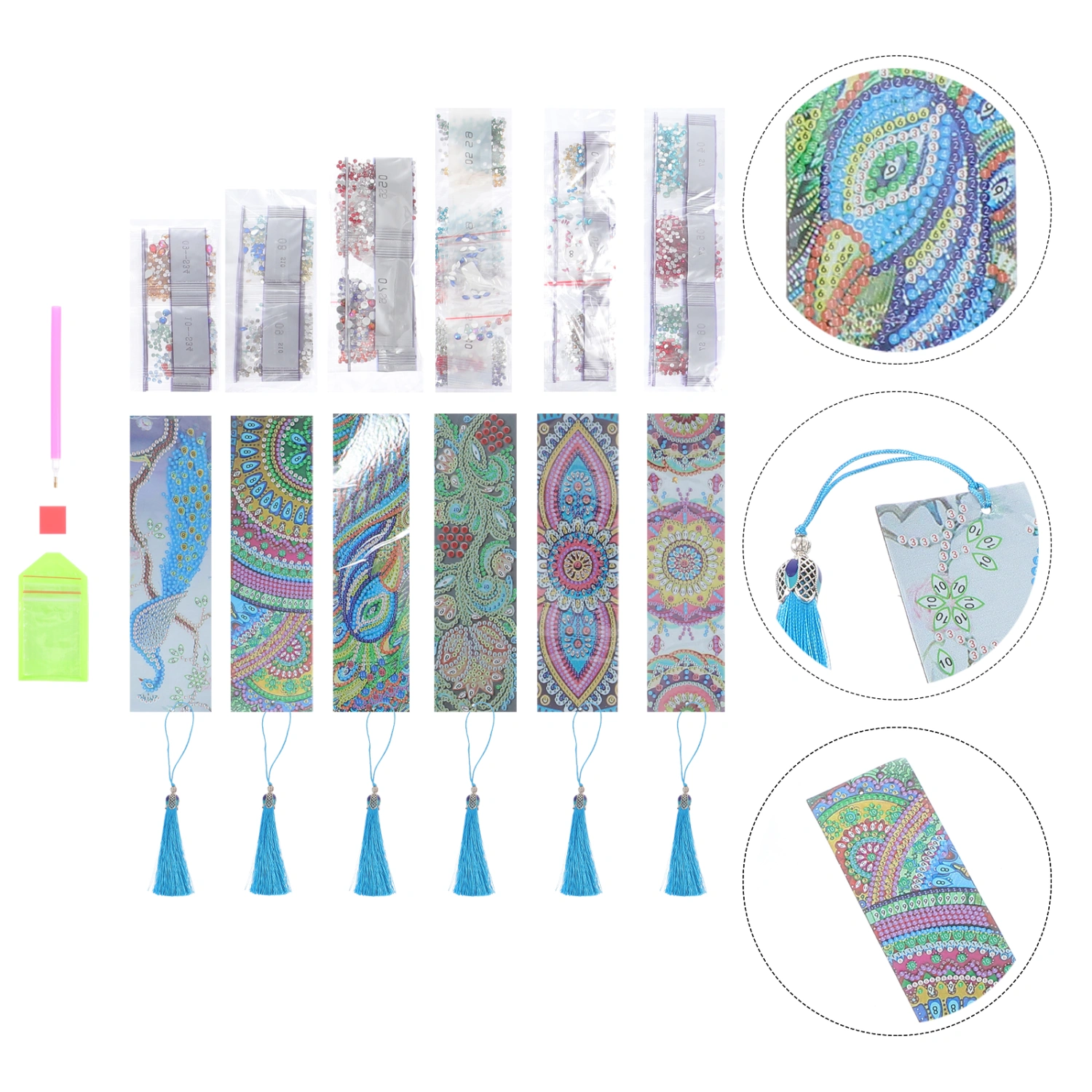 6 Sets Diamond Picture Bookmarks DIY Special Shaped Diamond Art Bookmarks