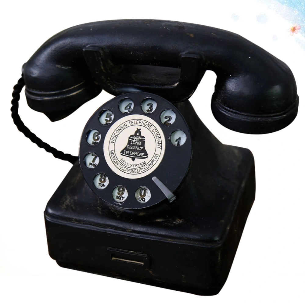 Retro Telephone Model Resin Art Ornament Desktop Decoration Room Arrangement Supply Craft for Home Cafe Bar Store 