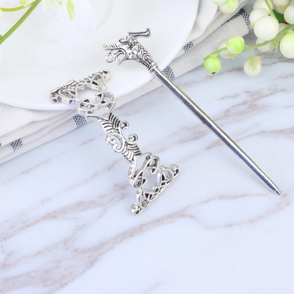 Alloy Hairpins Ethnic Style Hairgrip Retro Hair Clasp Celtic Knot Headdress Jewelry Hair Accessories for Women Girls Silver