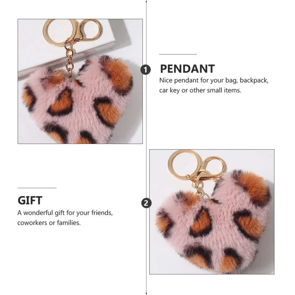 1Pc Christmas Heart Shaped Keyring Decorative Key Chain Leopard Key Chain