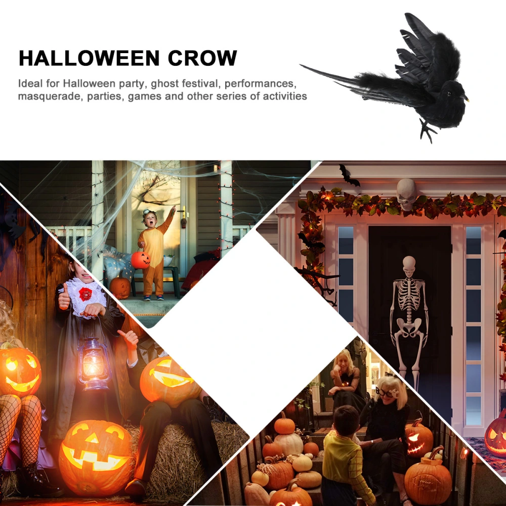 1Pc Fashion Vivid Halloween Horror Simulation Crow Ornaments Model for Garden