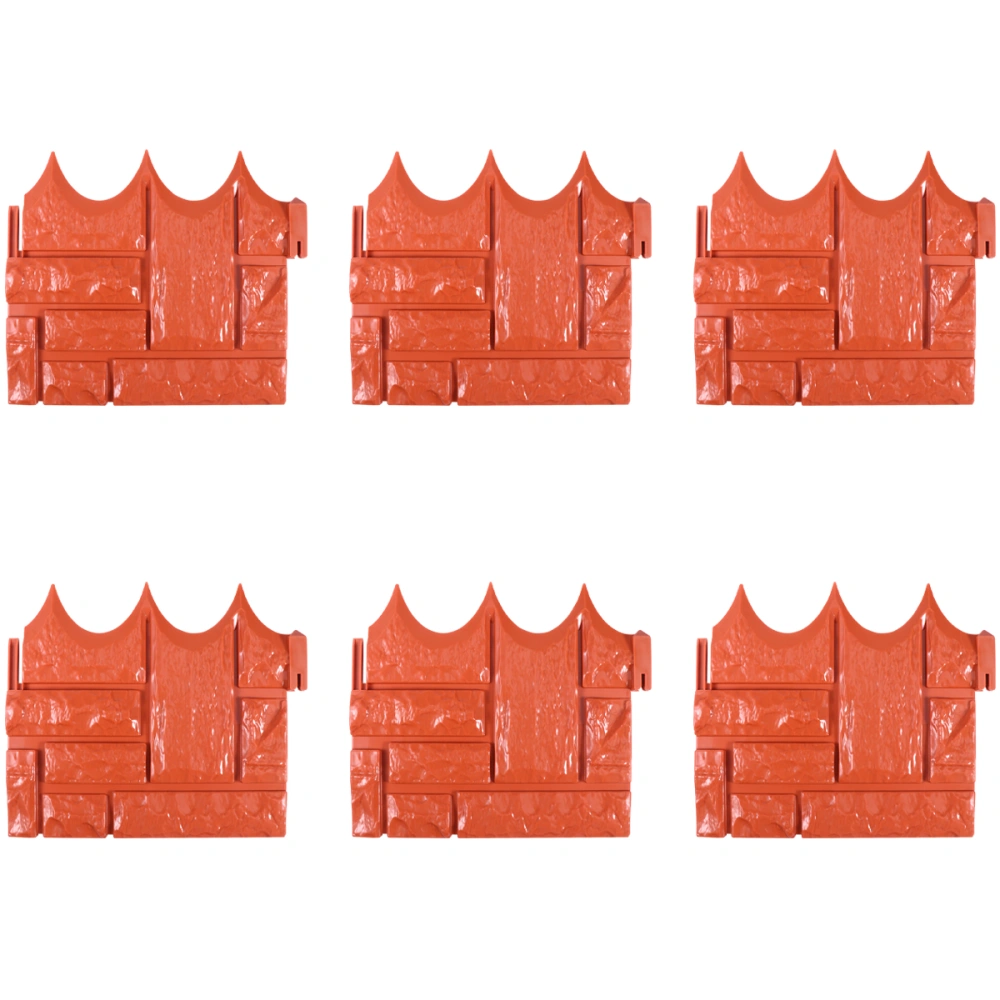 6PCS Mini Plastic Fence DIY Landscape Plant Bonsai Ornament for Gardening Decoration Lawn (Red)