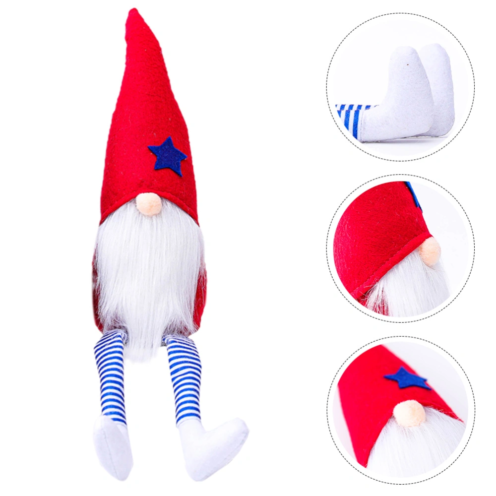 1Pc Independence Day Long Legs Gnome Doll Desk Faceless Doll Party Desktop Decor