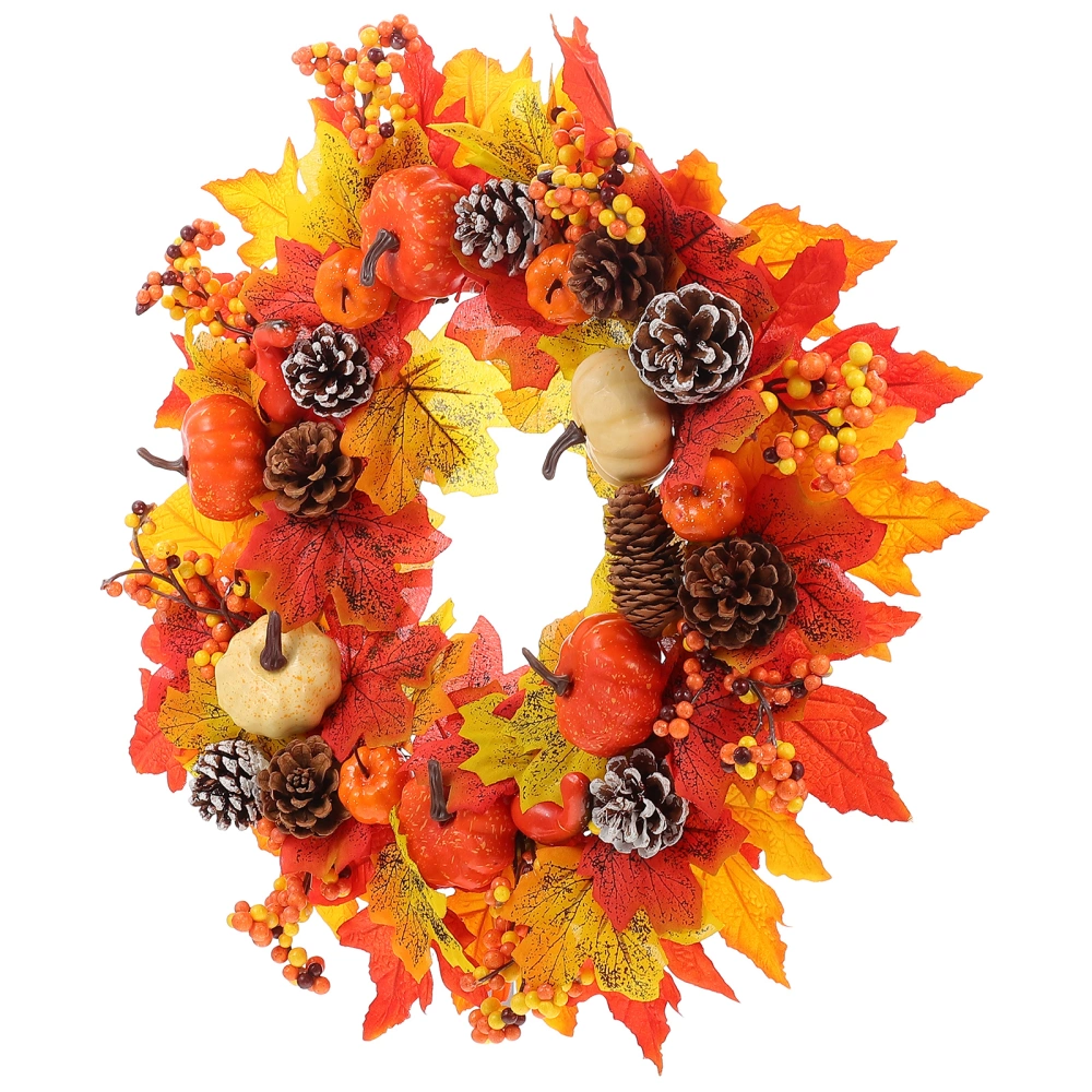 Thanksgiving Day Wreath Simulation Maple Leaf Wreath Pumpkin Candlestick Wreath