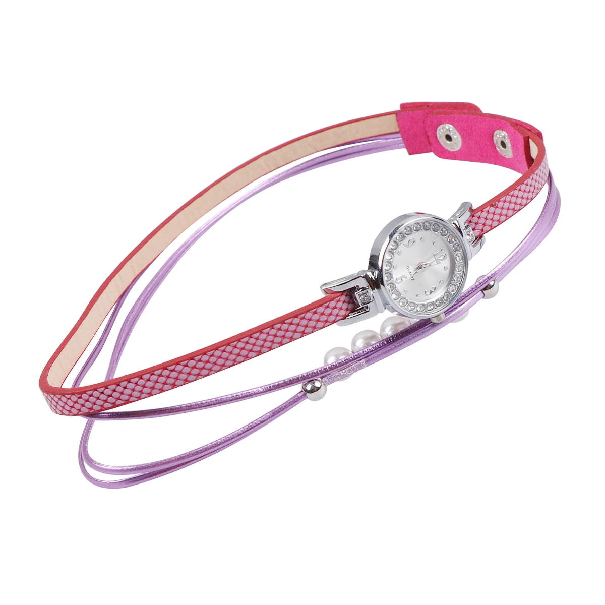 Fashion Pearl Watches Vintage Wrist Watch Stylish Quartz Watch Birthday Gift for Female Women (Rosy)