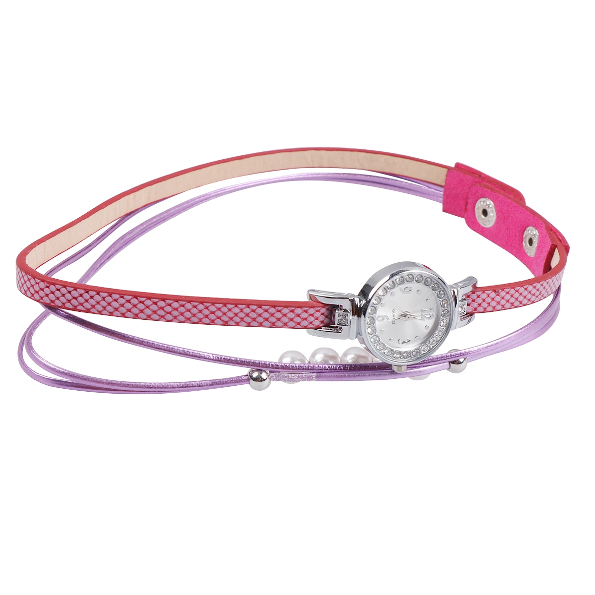Fashion Pearl Watches Vintage Wrist Watch Stylish Quartz Watch Birthday Gift for Female Women (Rosy)