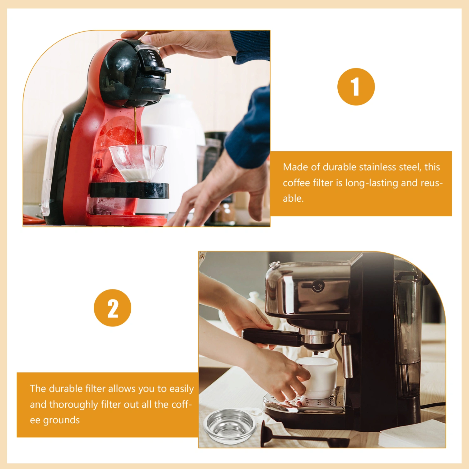 Stainless Steel Coffee Funnel Convenient Coffee Filter Household Coffee Strainer for Coffee Making