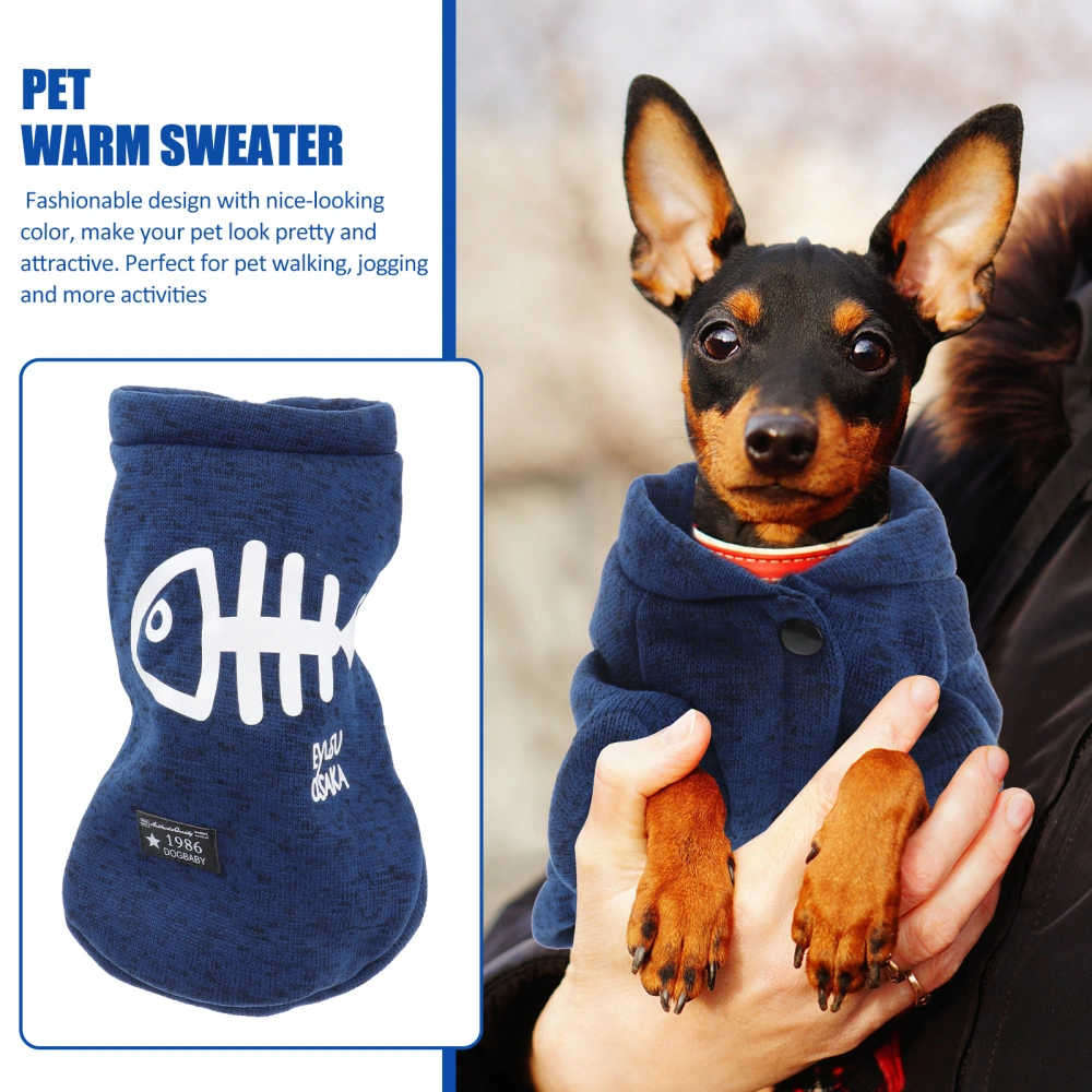 Pet Dog Knitwear Sweater Puppy Cat Winter Warm Clothes Knitted Clothing for Pets - Size M (Blue)