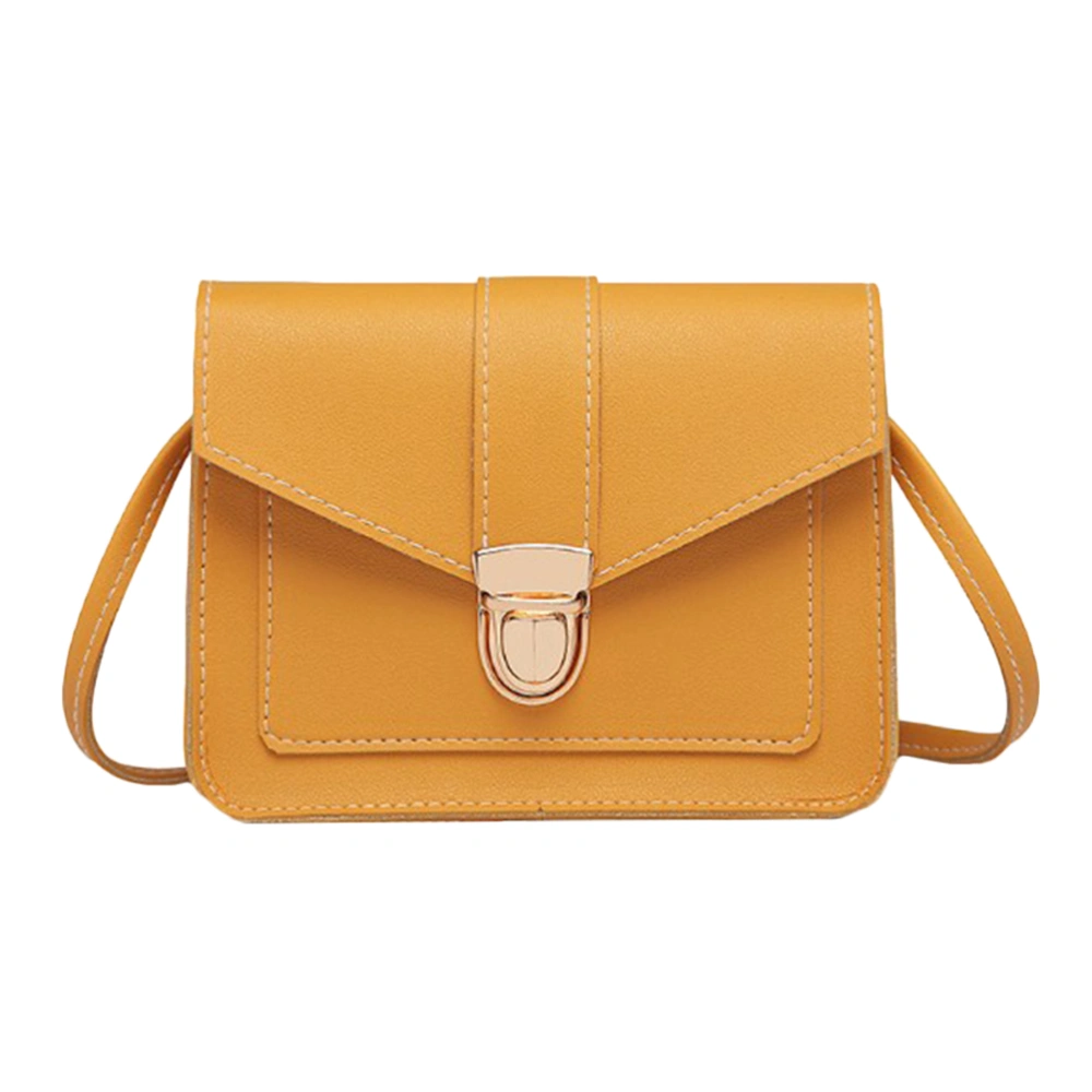 Women PU Leather Cell Phone Bag Simple Shoulder Bag Small Square Bag Cross Body (Yellow)