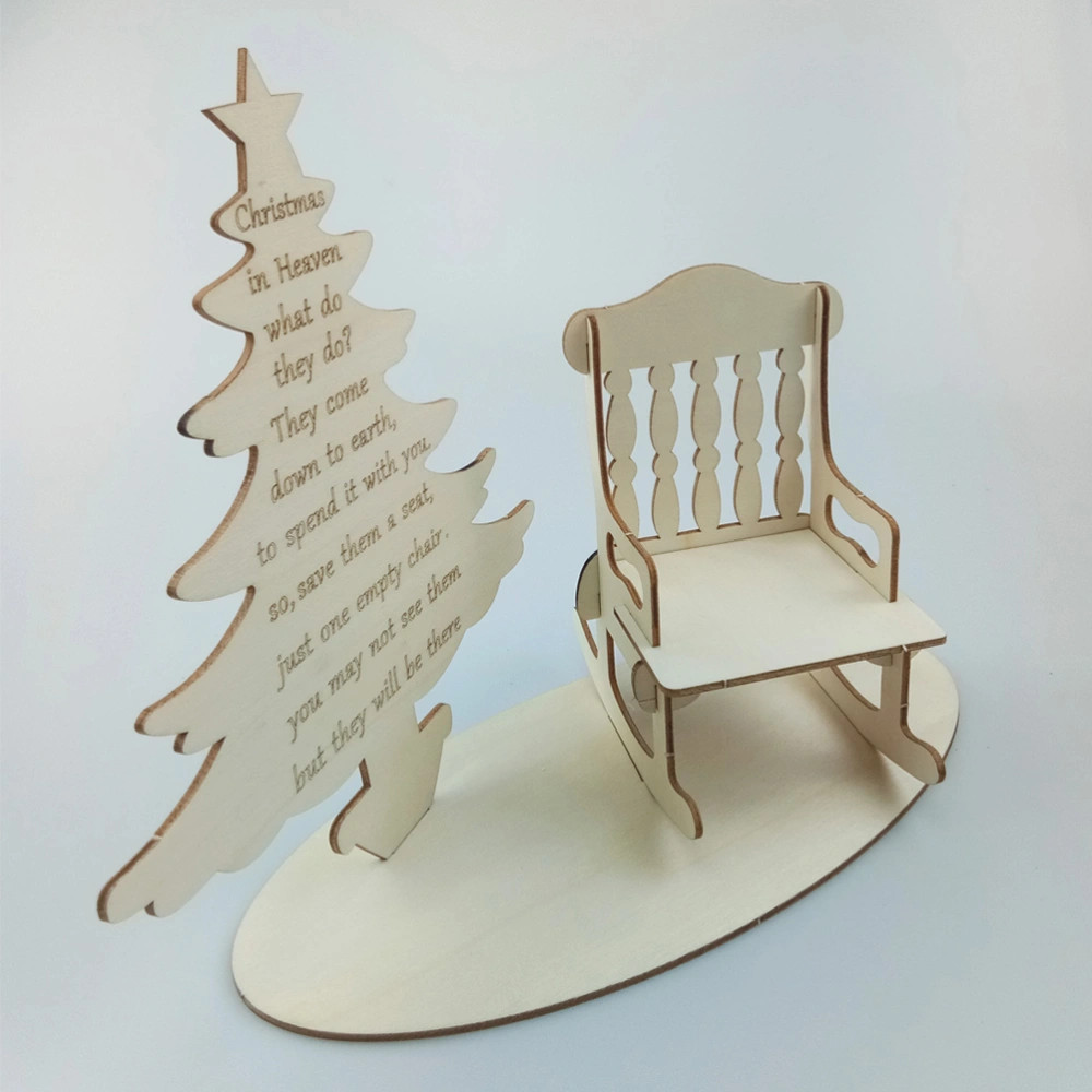 2PCS Christmas Desktop Adornment Wood Christmas Tree Chair Desktop Decor Creative Christmas Home Adornment Delicate Desktop Ornament Classic Christmas Party Supplies