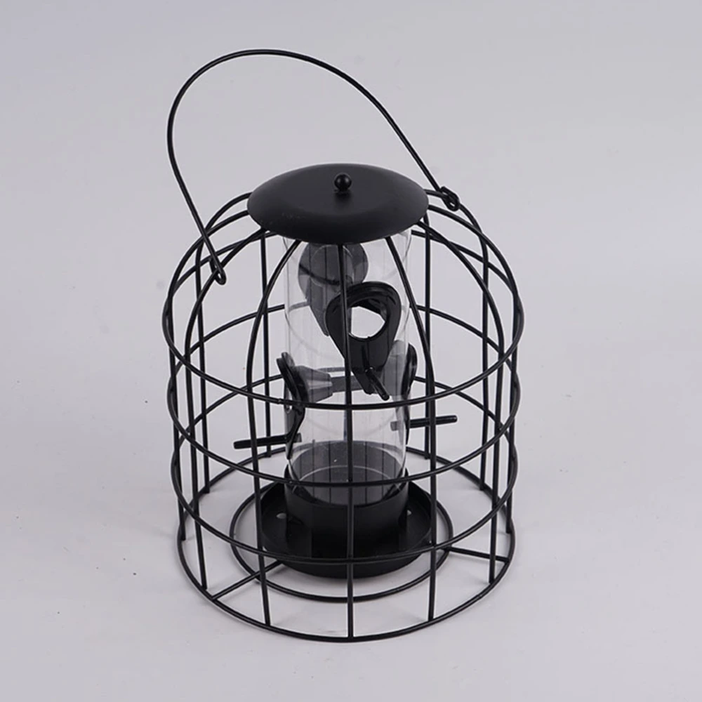 1PC Iron Cage Bird Feeder Black Hanging Birds Feeder with Mesh Grid Tube Pet Bird Food Feeder for Home Pet Store (Black)