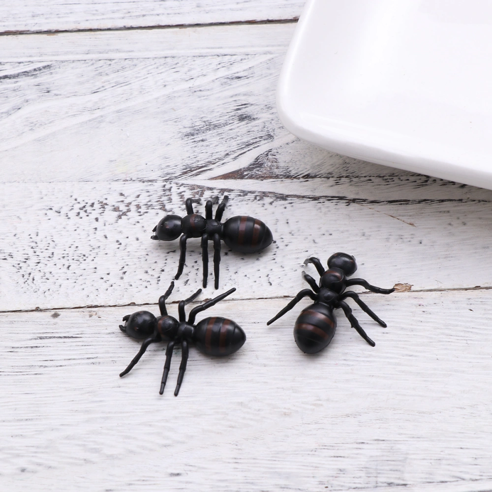 50PC Simulation Fake Big Ant Small Toys Animal Insect Model Gift Accessories for Halloween April Fool's Day (Black)