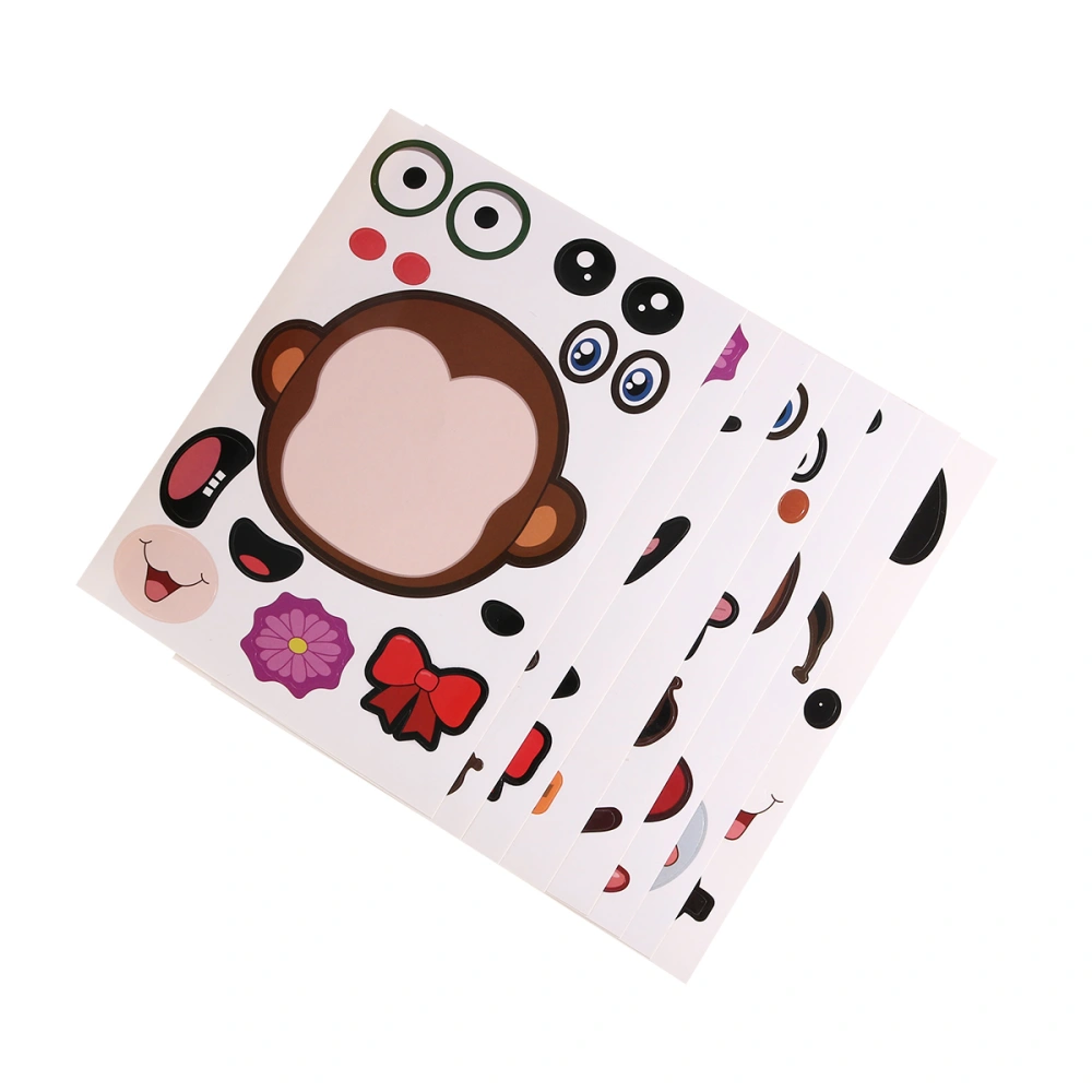 16Pcs Creative Animal Pattern Stickers Kids Decorative Decals Children Game Props (Monkey + Panda + + Tiger + Lion + Giraffe + Bears + Zebra）