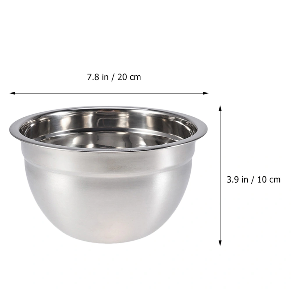 2pcs Stainless Steel Food Bowl Salad Container Whisk Bowl Egg Beating Bowl Mixing Bowl for Food Storage (18cm without Lid, 20cm without Lid Silver)