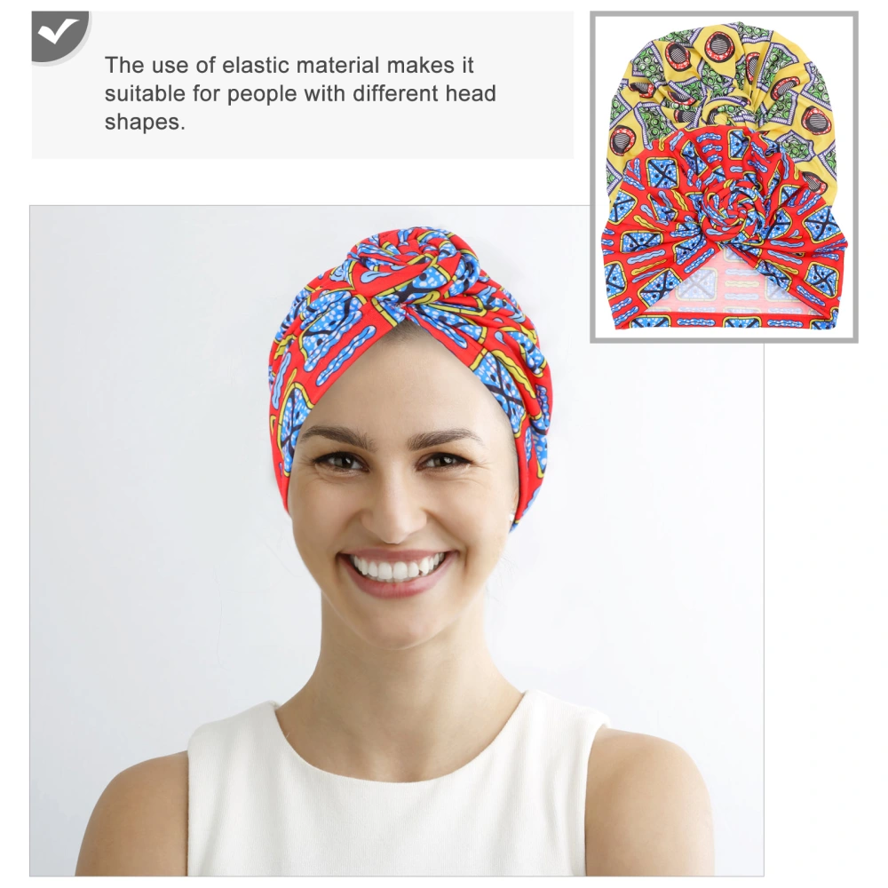 2pcs Lovely Turban Head Wrap Turban Hats Ethnic Style Headwrap Hat