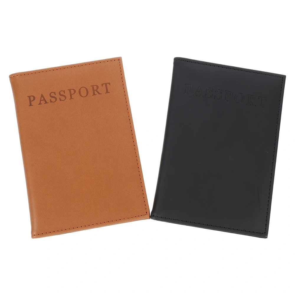 2 Pcs Passport Organizer PU Leather Passport Container Portable ID Cards Pouch