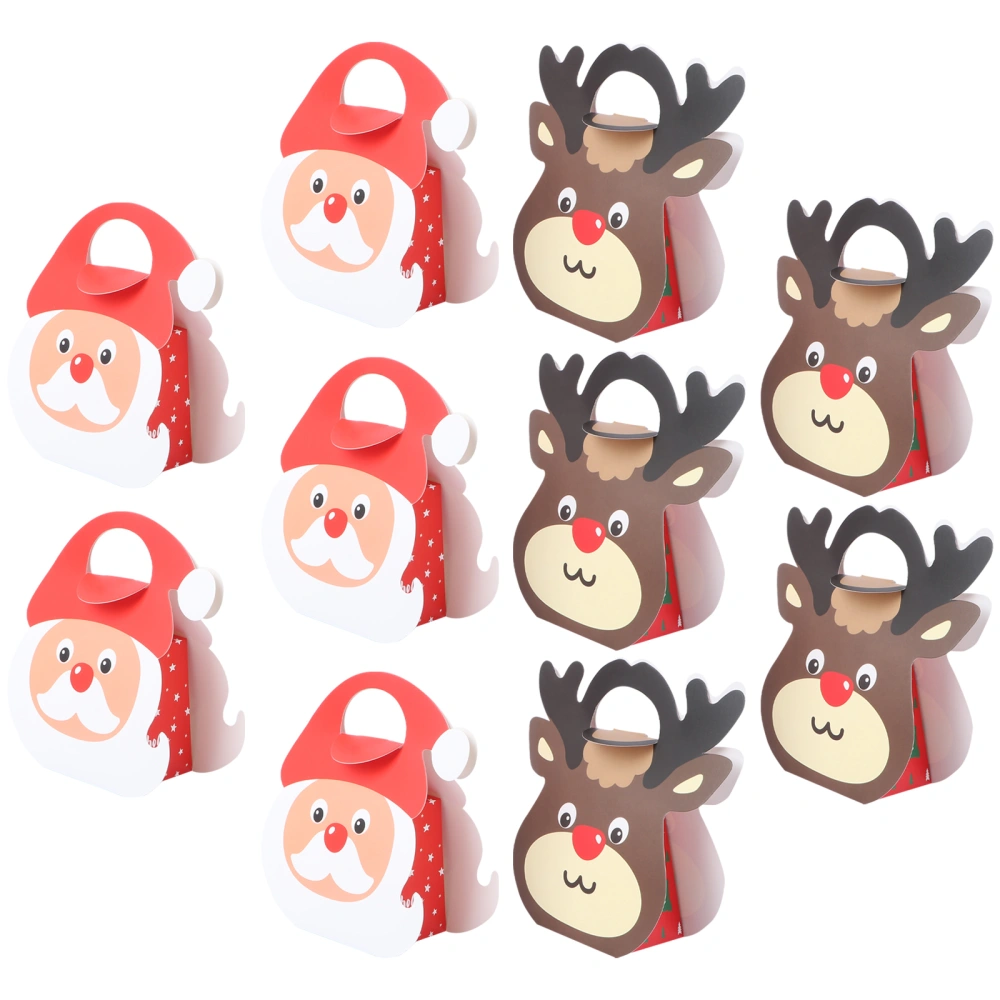 10Pcs Christmas Paper Storage Bags Lovely Elk Gift Bags Santa Claus Candy Bags