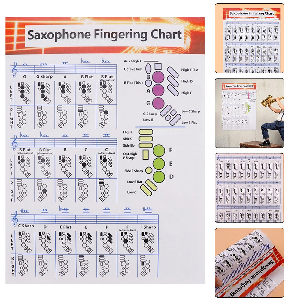 Saxophone Fingering Chart Clear Printing Saxophone Learning Guide for Beginner