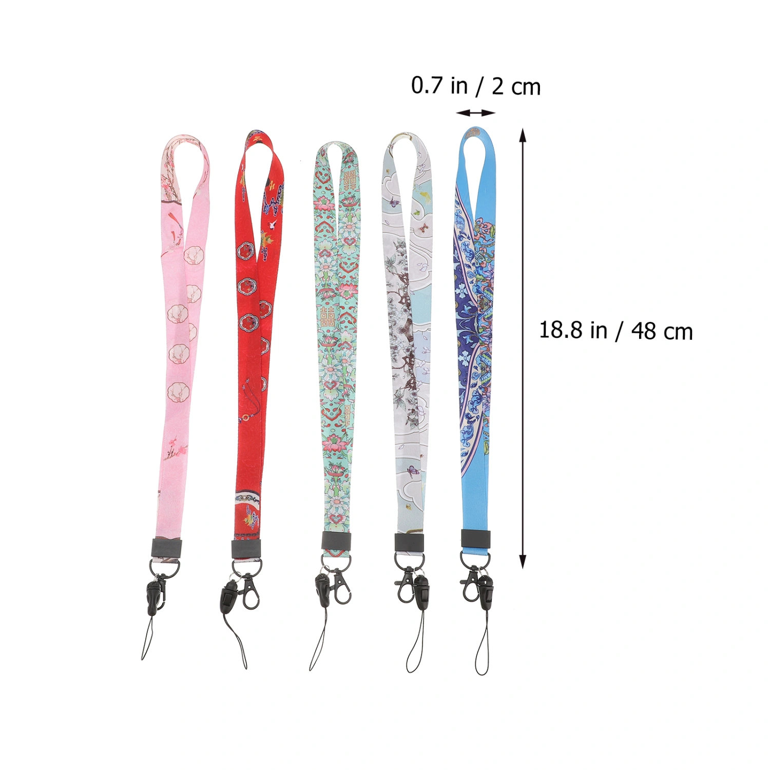 5pcs Retro Lanyard Neck Strap Wide Lanyards for keys ID Mobile Phone (Random Color)