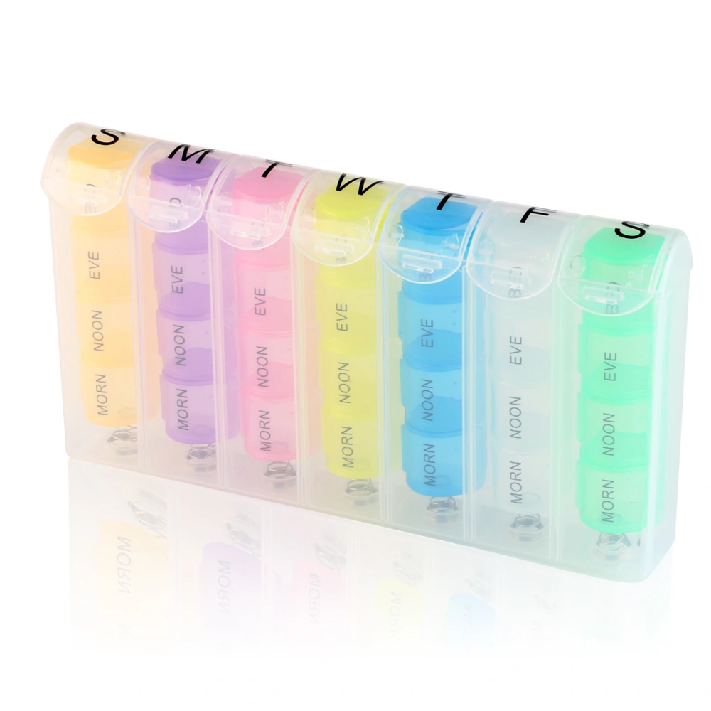 ULTNICE One Week MORN/NOON/EVE/BED Pill Organizer with Push Button