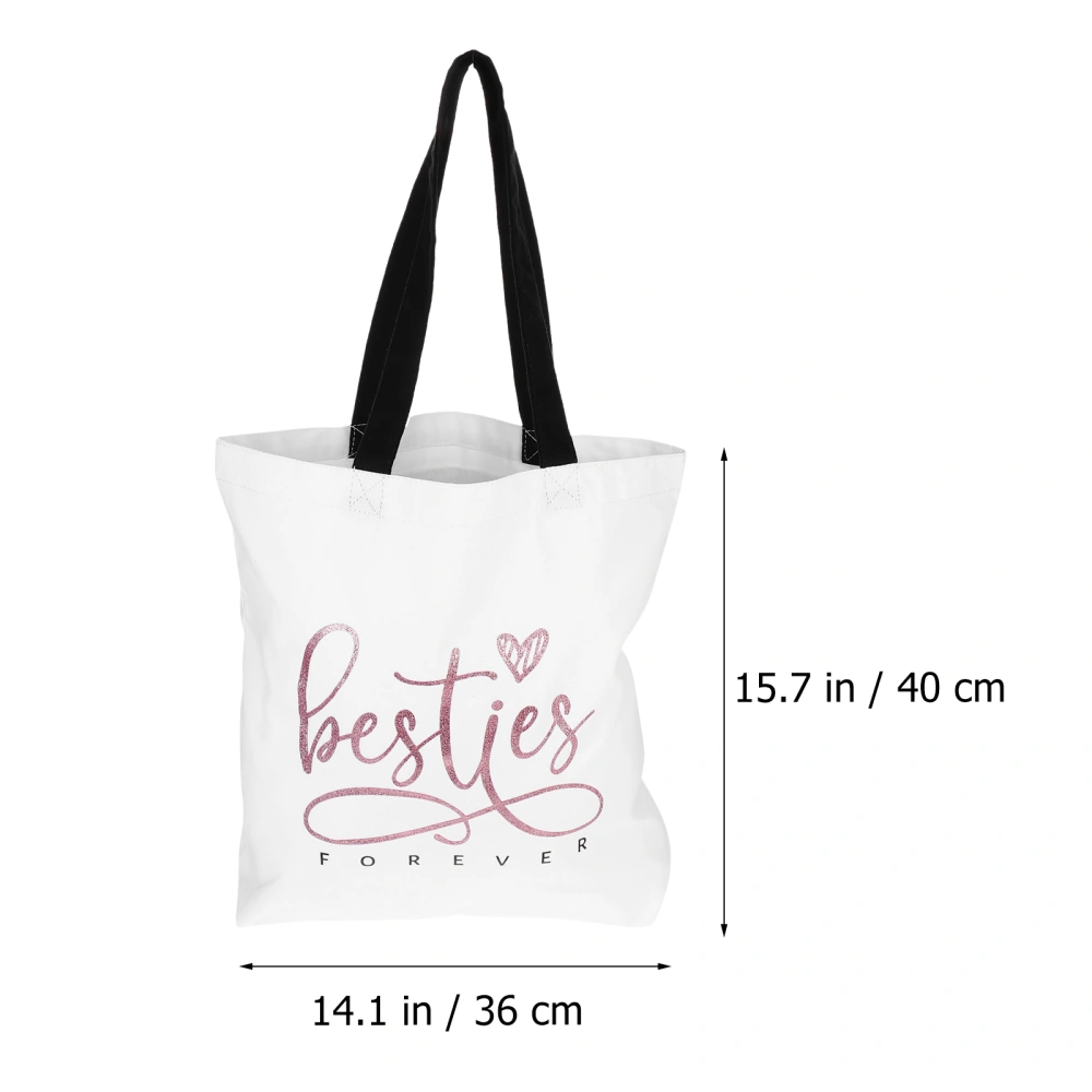 1pc Wedding Bride and Bridesmaid Portable Canvas Bag Gift Packing Bag (White)