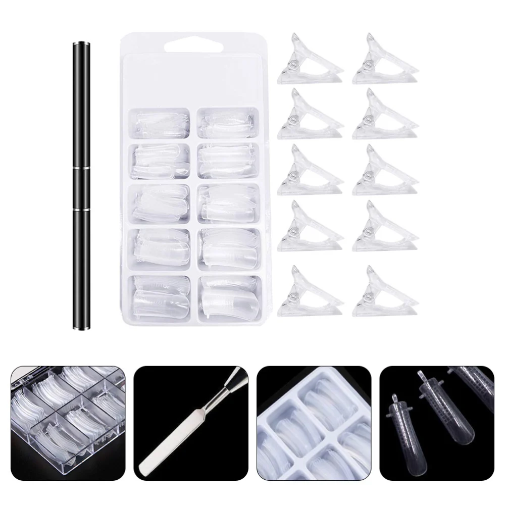 1 set Manicure Tools Nail Clips Double-headed Nail Art Brushes Gel Scraper Patch