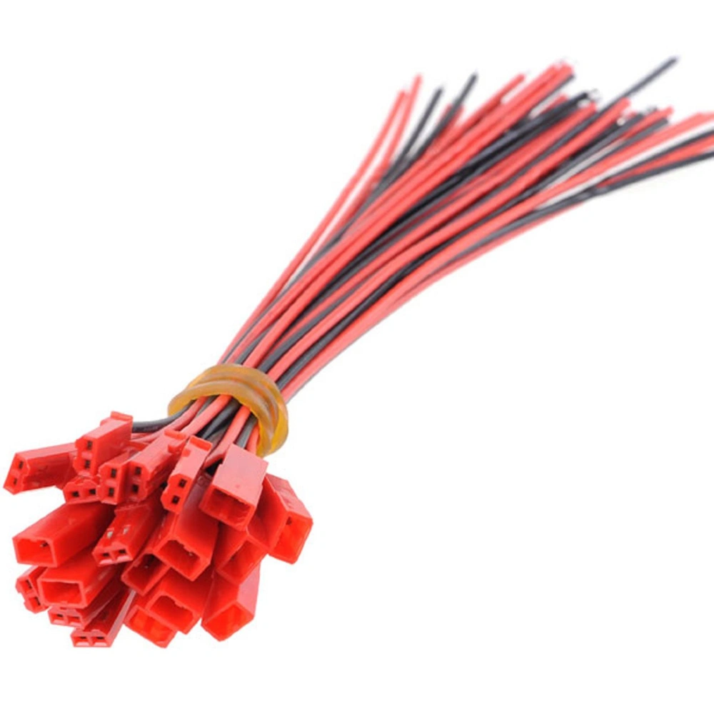 10 Pairs of 2-pin JST Male /Female Connectors with 150mm Silicone Wire Cable (Red+Black)