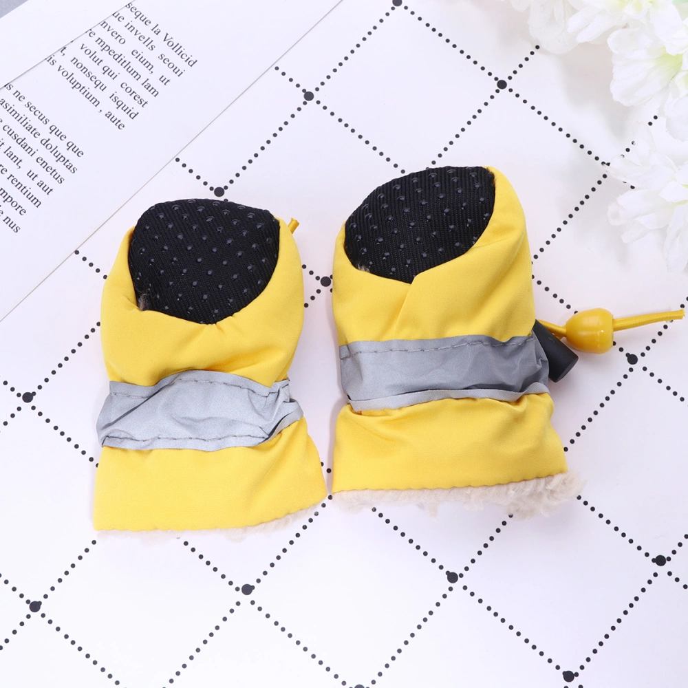 Anti-skid Pet Shoe Rain Boots Dog Foot Cover Thick Plush Dog Boots Paw Protector Sole Pet Shoes (Yellow Size 2）