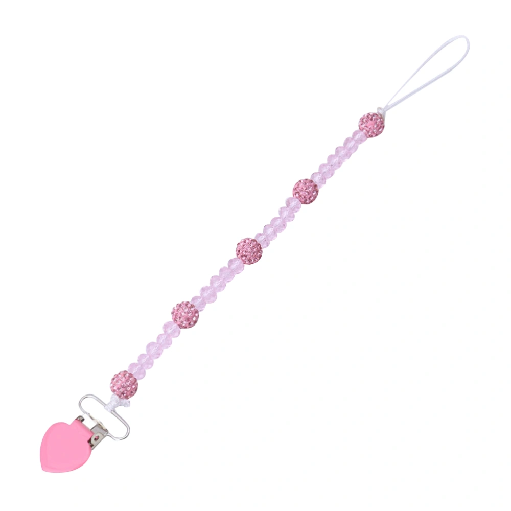 Infant Pacifier Clips Beaded Baby Soother Universal Pacifier Holder for Pacifier in All Style(Pink)