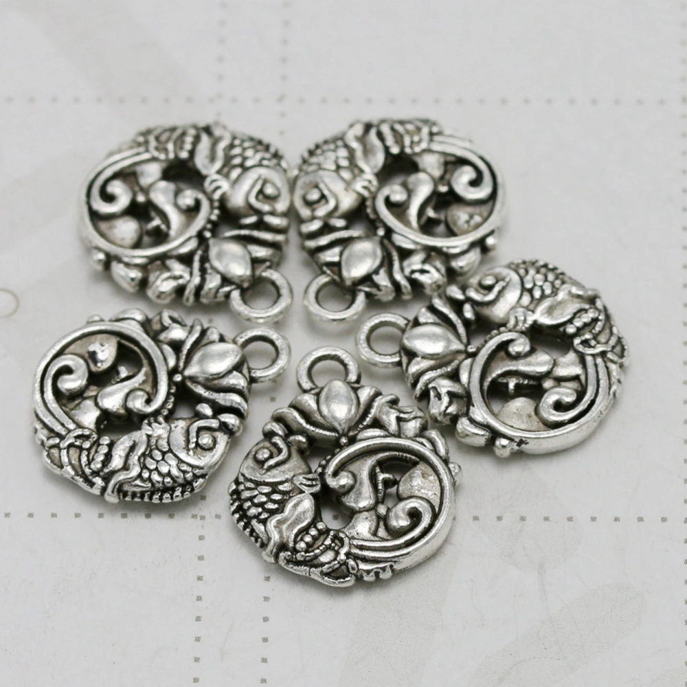 20pcs Lotus Carp Alloy Pendants Charms DIY Jewelry Making Accessory for Necklace Bracelet (Antique Silver)