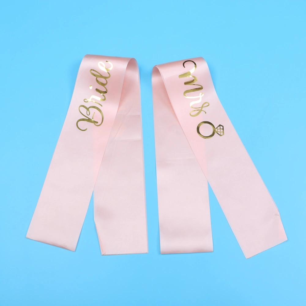 6pcs Champagne Heart and Letter Printing Bridal Shower Sash Decoration Bachelorette Party Etiquette Belt Party Favors Supplies Accessories for Bridesmaid