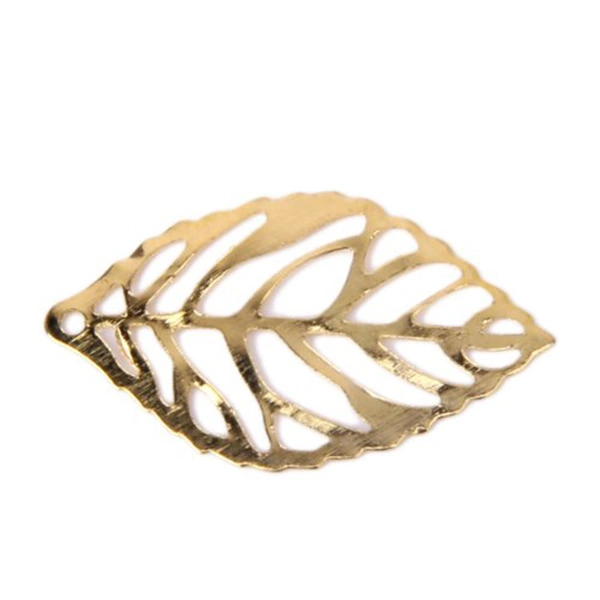 100pcs Alloy Pierced Tree Leaf for DIY Crafts (Golden)