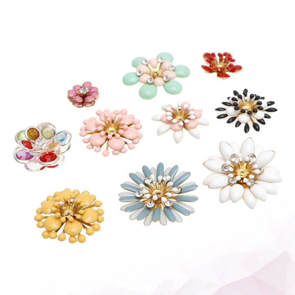 10Pcs DIY Flower Decorations Handmade Flower Ornaments Self-made Headdress Jewelry Supplies for Kids Girls(Colorful)