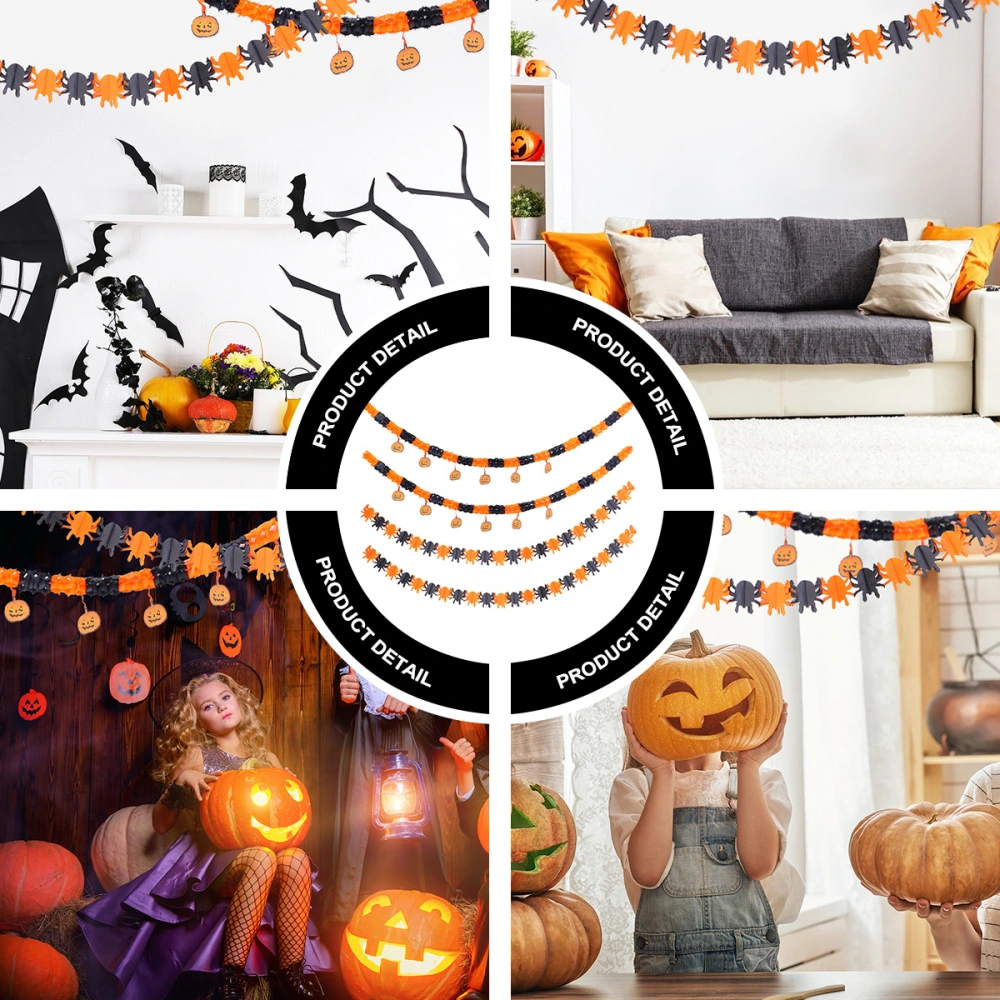 4 Sets 3m Halloween Garland Pumpkin Pull Flag Halloween Spider Banner Pull Flag