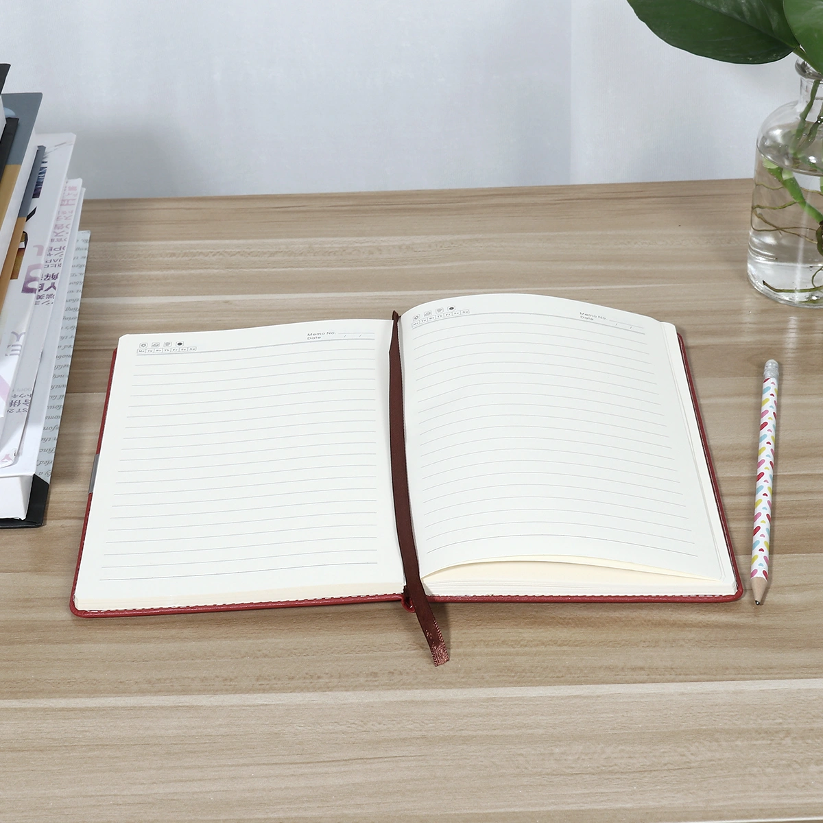 100 Pages A5 Diary Notebook Journal Writing Notebook Sketchbook School Supplies for Student (Red)