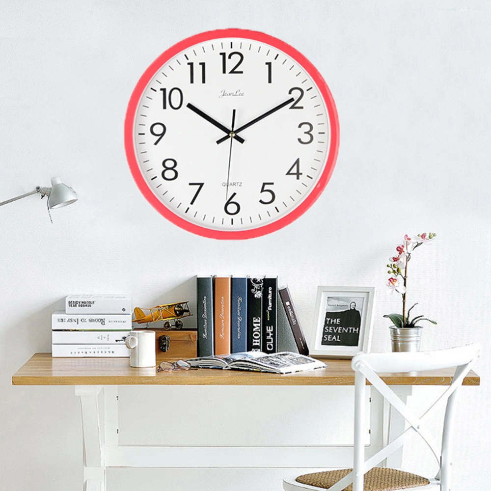 Wall Hanging Clock 10Inch Minimalist Household Wall Clock Creative Silent Clock for Decoration without Battery (Red)