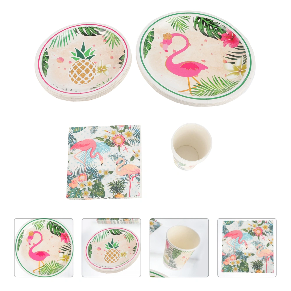 1 set of Summer Party Tableware Disposable Paper Plates Food Serving Plates