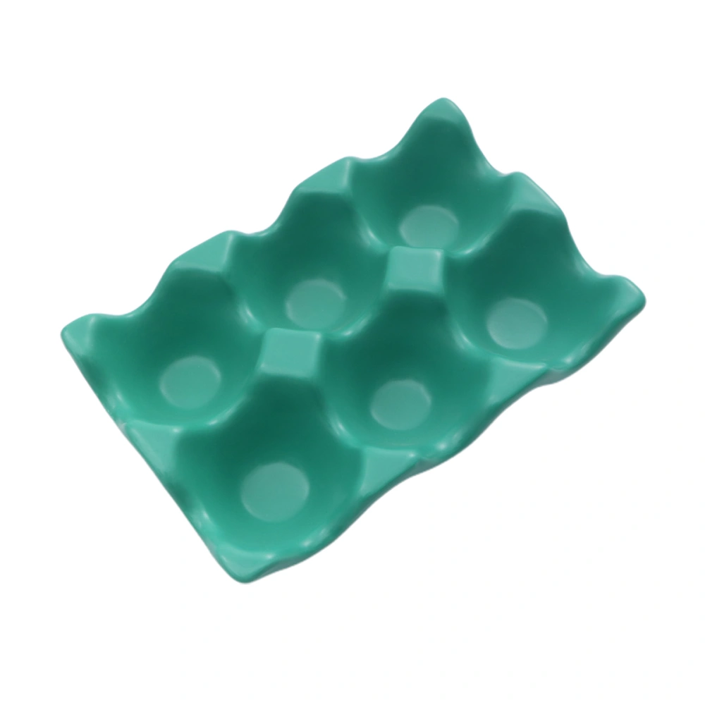 6 Grids Egg Holder Ceramic Anti-Slip Egg Box Refrigerator Shockproof Egg Storage Box (Green)