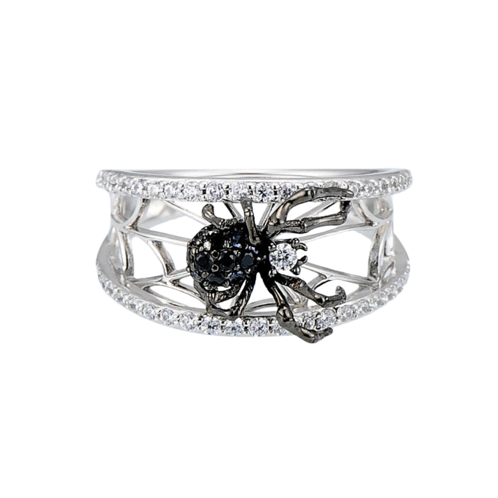 Woman Spider Ring Creative Funny Spider Web Ring Jewelry Accessories Ring for Halloween Festival (White Number 8)