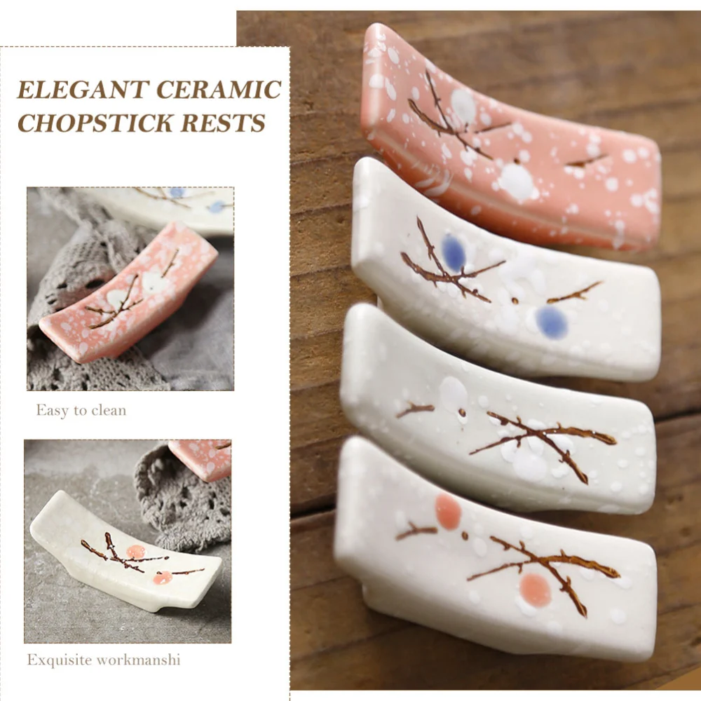 4Pcs Ceramic Chopsticks Rests Japanese Style Chopsticks Holders Household Tableware Holders