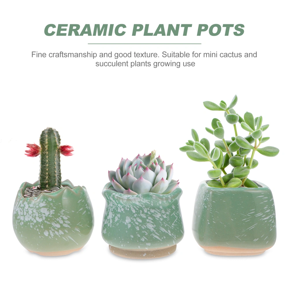 6pcs Simple Green Plant Pots Pretty Ceramic Plant Pots Practical Mini Planters