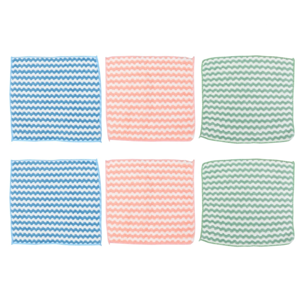 6pcs Water Absorption Washing Towel Kitchen Scrubber Cloth Dishwashing Cloth Cleaning Cloth for Dish Bowl (Blue + Pink + Green)