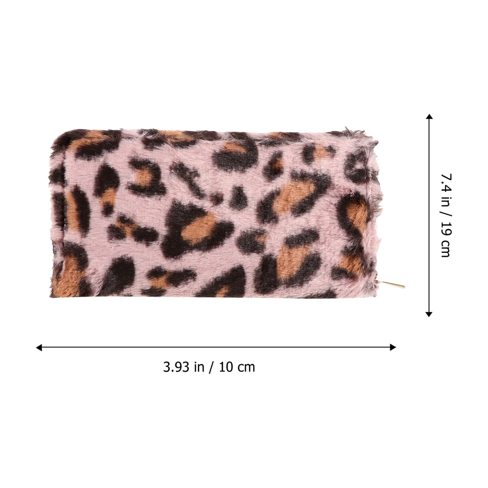 1Pc Leopard Change Purse Portable Wallet Plush Coin Purse Creative Cosmetic Bag