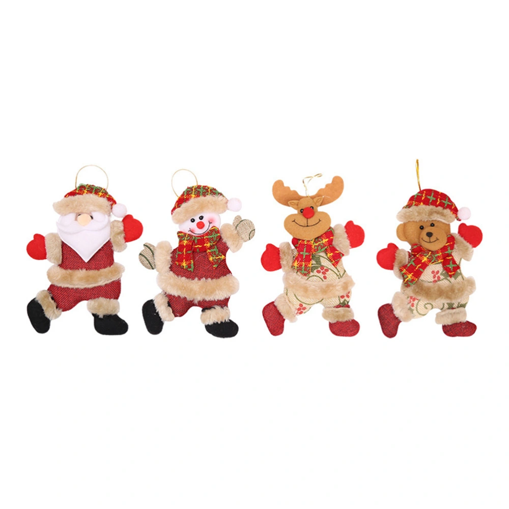 4pcs Christmas Dancing Santa Claus Snowman Elk Bear Doll Pendants Xmas Tree Window Fireplace Hanging Decorations Party Favors Supplies