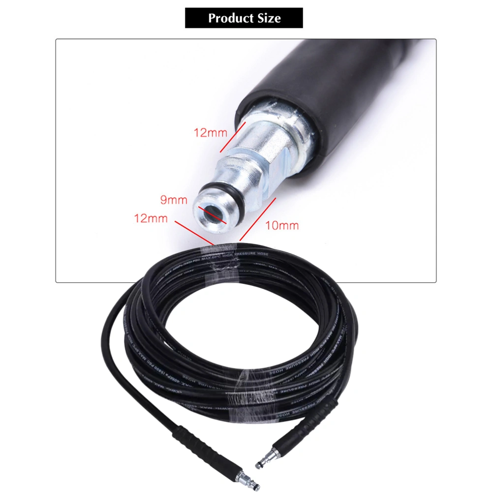 1Pc 10M Professional Pressure Washing Machine Hose Pipe Rubber Water Heater Hose for Car Cleaning Washer Female Connection (Black, Interface Color Random)