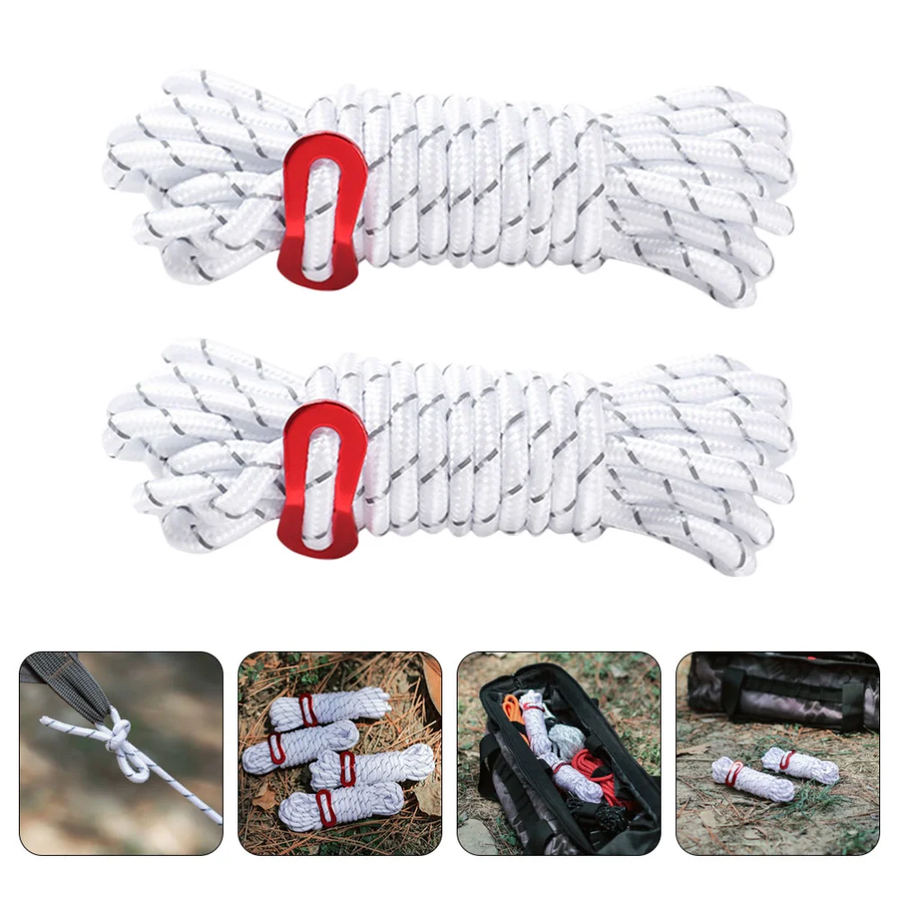 2Pcs Outdoor Tent Ropes Camping Tent Cords Reflective Ropes Wind-proof Canopy Ropes with Buckles