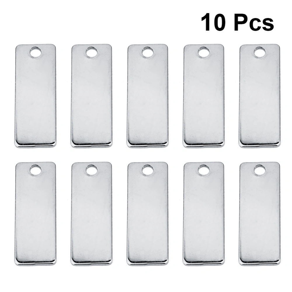 10PCS DIY Jewelry Accessories Stainless Steel Jewelry Making Supplies Simple Stainless Steel Rectangular Pendant Smooth Surface Hanging Tags for Earrings Anklet Making Silver Size 2