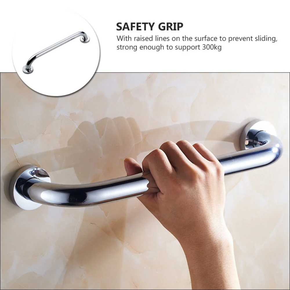 1pc Old People Toilet Bathroom Bathtub Handrail Safety Grab Bar Stainless Steel Handle Armrest Safety Hand Rail Support Assist Bath Handle 25x300mm Ordinary Type