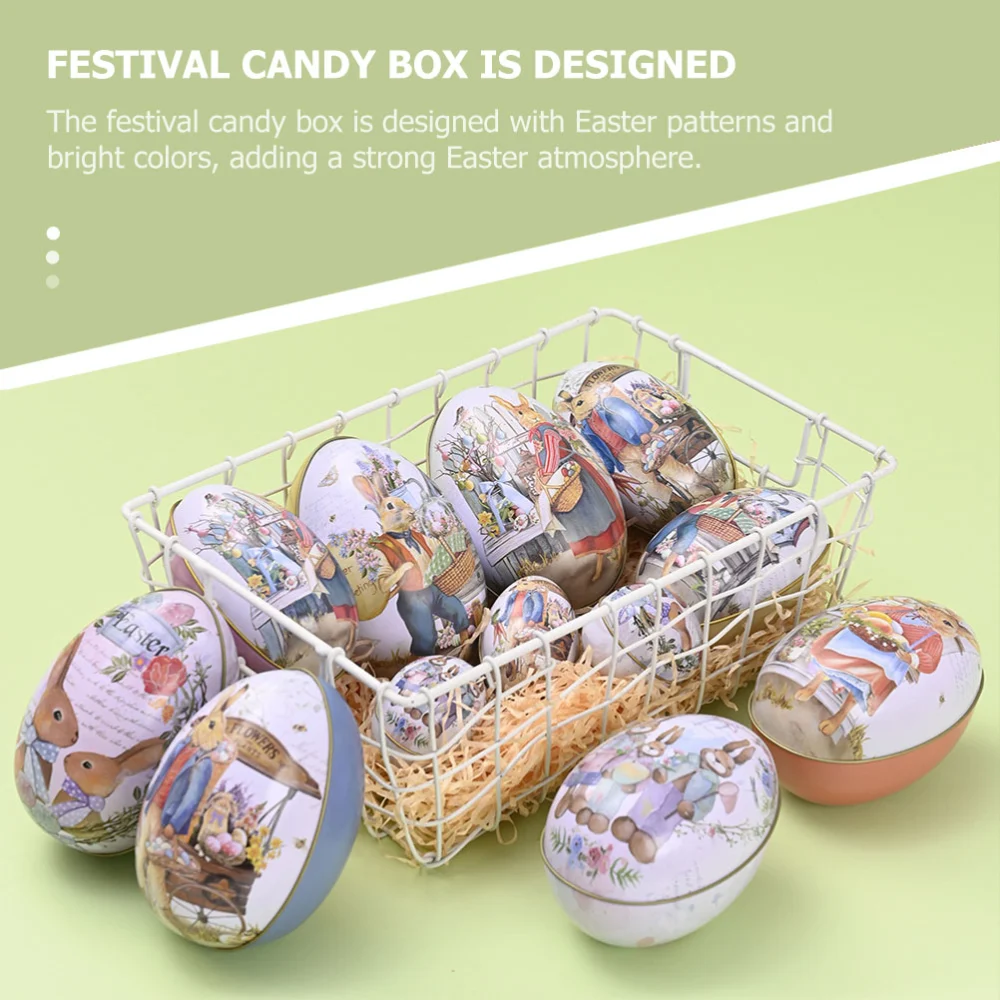 6pcs Creative Festival Iron Crafts Candy Boxes Easter Style Iron Candy Boxes