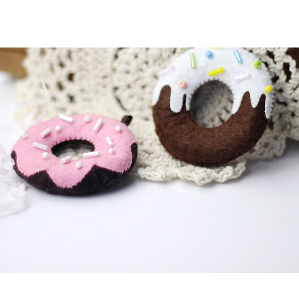 2PCS Donut Pendants Free Cutting Non-woven Material Package DIY Cartoon Handmade Toys Gift Decoration